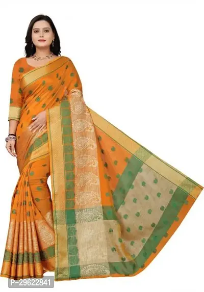 Stylish Chiffon Orange Printed Saree with Blouse piece