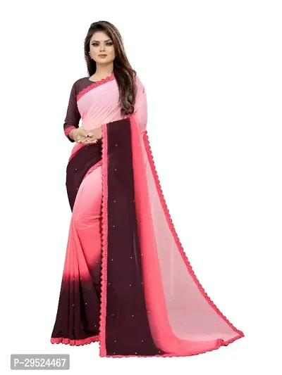 Beautiful Georgette Moti Look Saree With Blouse Piece-thumb0