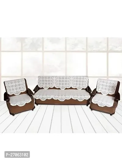 Cotton Net Sofa Cover 5 Seater ( Pack Of 3+1+1 ) , 6 Pieces For 3 seater Long sofa seat and Back cover , 4 pieces for 2 single seater sofas-thumb0