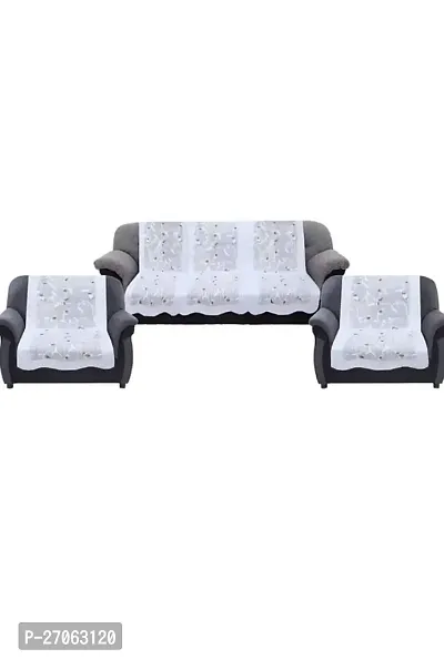 Cotton Net Sofa Cover 5 Seater ( Pack Of 3+1+1 ) , 6 Pieces For 3 seater Long sofa seat and Back cover , 4 pieces for 2 single seater sofas-thumb0