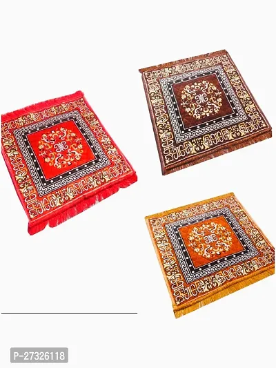 Jute Pooja Mats ( Pack Of 3 ) [ 50 * 50 CM ]-thumb0