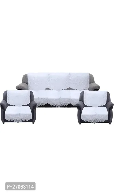 Cotton Net Sofa Cover 5 Seater ( Pack Of 3+1+1 ) , 6 Pieces For 3 seater Long sofa seat and Back cover , 4 pieces for 2 single seater sofas-thumb2