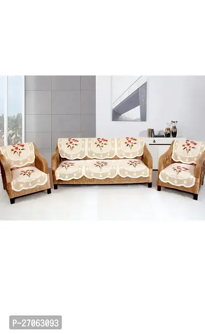 Cotton Net Sofa Cover 5 Seater ( Pack Of 3+1+1 ) , 6 Pieces For 3 seater Long sofa seat and Back cover , 4 pieces for 2 single seater sofas-thumb0