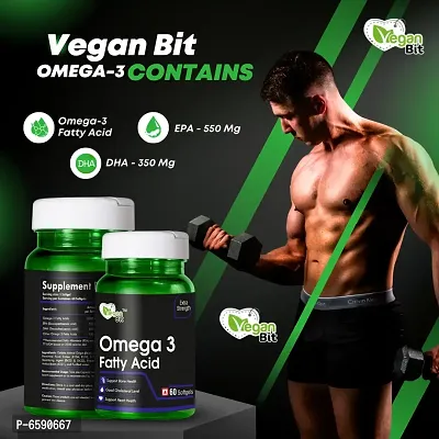 Vegan bit omega-3 Fish oil(1000 Omega 3 , with 550mg EPA; 350mg DHA; 100mg Other Omega 3 Fatty Acids)|Healthy Heart, Eye, Joints and Brain|Reduce Cholestero| For Men and Women 60-soft gel-thumb4