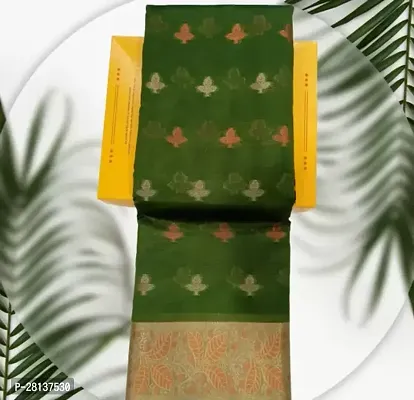 Stylish Organza Green Printed Saree with Blouse piece-thumb0