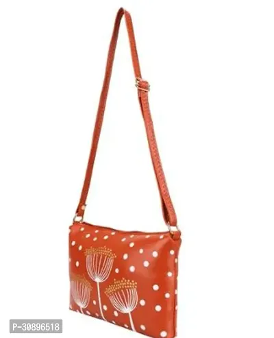 Stylish Orange Leatherette Printed Sling Bag For Women-thumb0