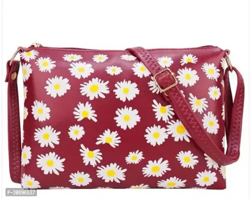 Stylish Maroon Leatherette Printed Sling Bag For Women-thumb0