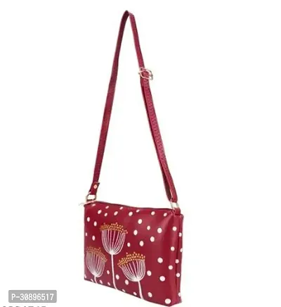 Stylish Maroon Leatherette Printed Sling Bag For Women