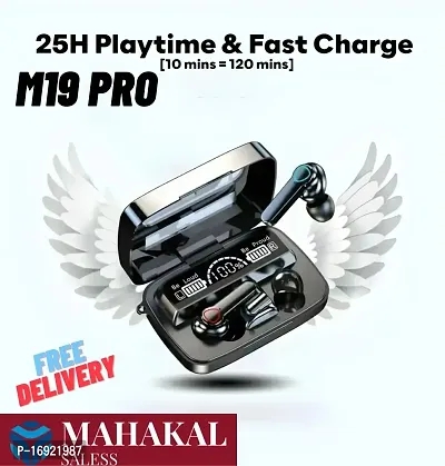 Mahakal Saless  M19 Bluetooth Headset  (Black, True Wireless)-thumb0