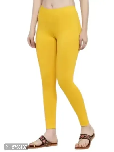 Beautiful Women Casual Wear Cotton 4 Way Lycra Leggings (XXL-(32-36), 72 Yellow)
