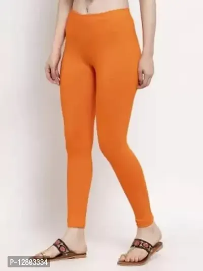 Beautiful Women Casual Wear Cotton 4 Way Lycra Leggings (XL-(28-32), 57 Orange)-thumb3