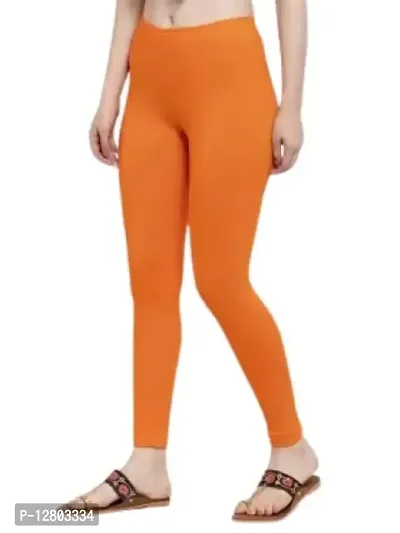 Beautiful Women Casual Wear Cotton 4 Way Lycra Leggings (XL-(28-32), 57 Orange)-thumb0