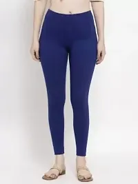 Fabulous Blue Cotton Lycra Solid Leggings For Women-thumb3