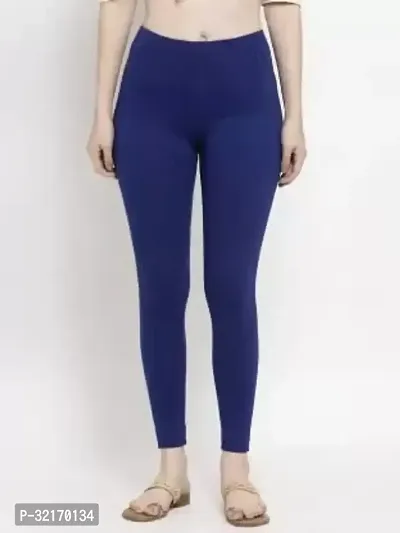 Fabulous Blue Cotton Lycra Solid Leggings For Women-thumb4