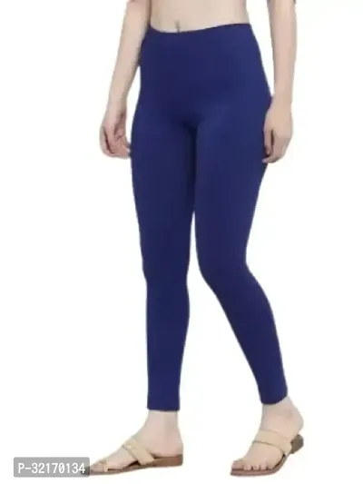 Fabulous Blue Cotton Lycra Solid Leggings For Women-thumb0