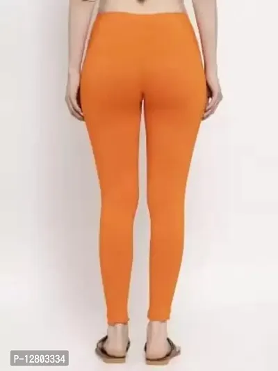 Beautiful Women Casual Wear Cotton 4 Way Lycra Leggings (XL-(28-32), 57 Orange)-thumb2