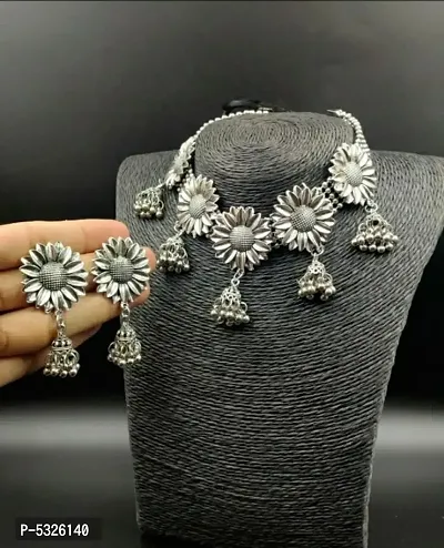 Beautiful Alloy Oxidized Silver Jewelry Set-thumb0