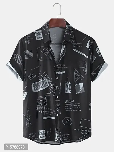 Cotton Newspaper Printed Black Stylish Shirts for Men-thumb0