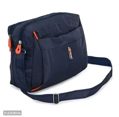 Stylish Blue Messenger Bag With Multiple Organisers 3X More Water Resistant With Rainproof Zippers For Men-thumb0