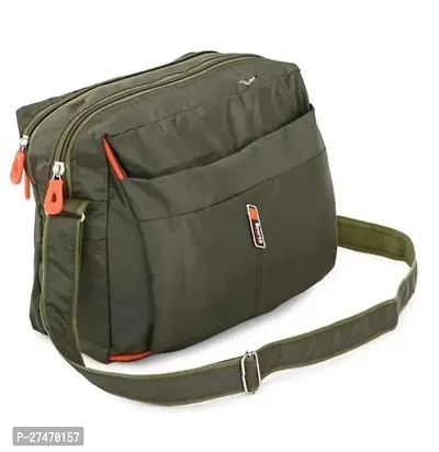 Stylish Green Messenger Bag With Multiple Organisers 3X More Water Resistant With Rainproof Zippers For Men