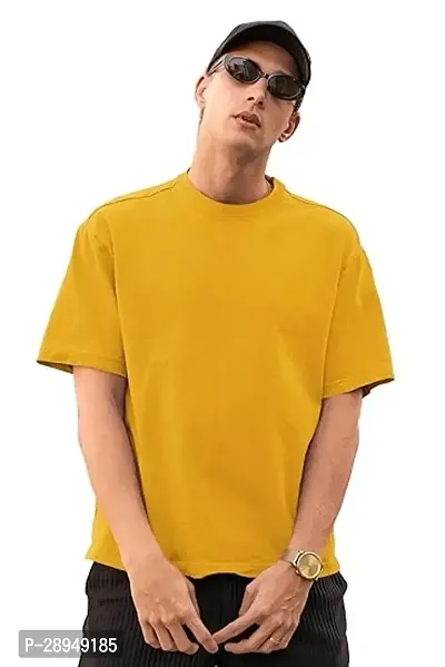 Stylish Yellow Cotton Solid T-Shirt For Men