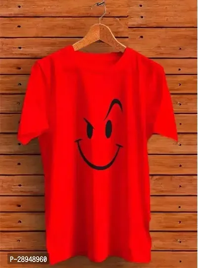 Stylish Red Polyester Printed T-Shirt For Men