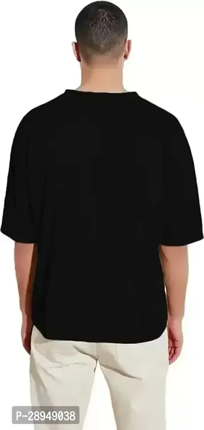 Stylish Black Cotton Solid T-Shirt For Men-thumb2