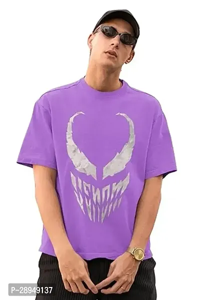 Stylish Purple Cotton Printed T-Shirt For Men-thumb0