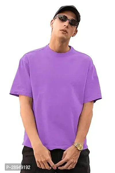 Stylish Purple Cotton Solid T-Shirt For Men-thumb0