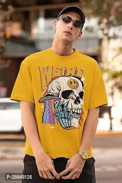 Stylish Yellow Cotton Printed T-Shirt For Men-thumb3