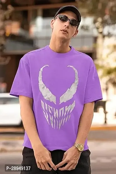 Stylish Purple Cotton Printed T-Shirt For Men-thumb3