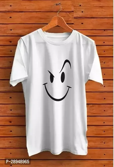 Stylish White Polyester Printed T-Shirt For Men