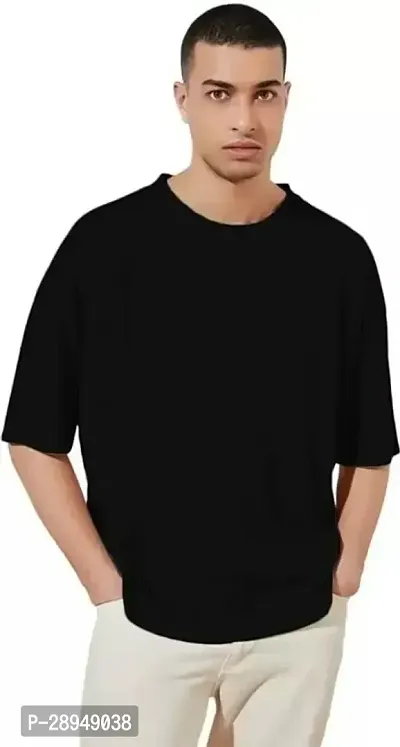 Stylish Black Cotton Solid T-Shirt For Men-thumb0