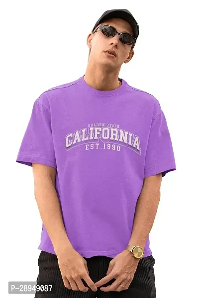 Stylish Purple Cotton Printed T-Shirt For Men