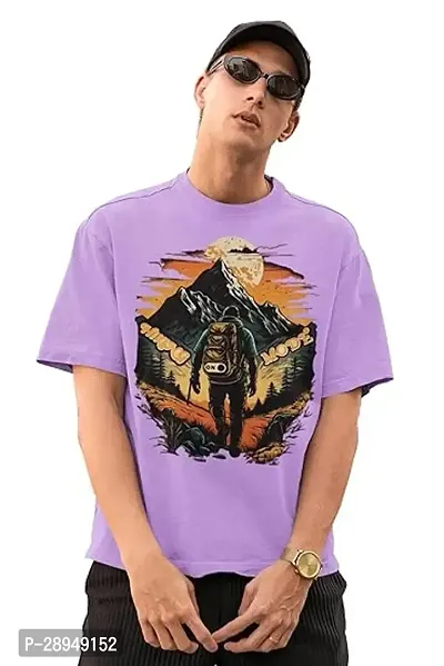 Stylish Purple Cotton Printed T-Shirt For Men-thumb0