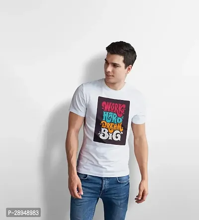 Stylish White Polyester Printed T-Shirt For Men-thumb0