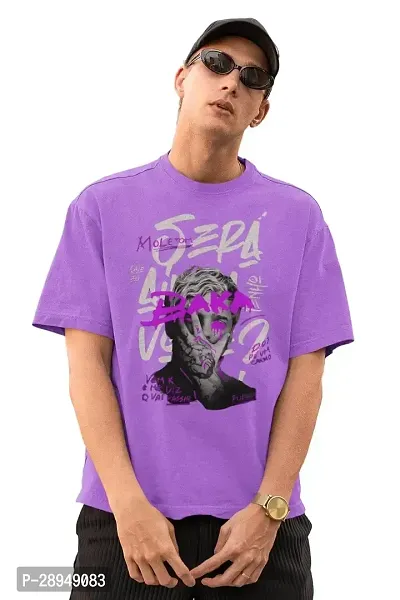 Stylish Purple Cotton Printed T-Shirt For Men-thumb0