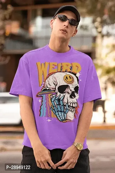 Stylish Purple Cotton Printed T-Shirt For Men-thumb2