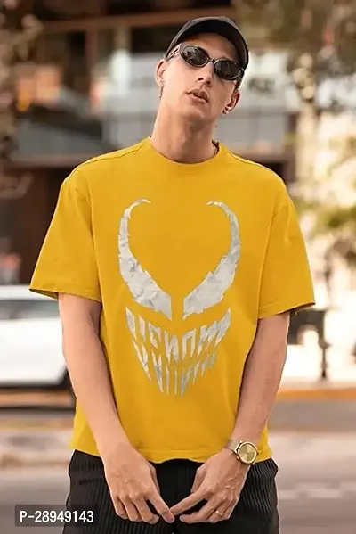 Stylish Yellow Cotton Printed T-Shirt For Men-thumb2