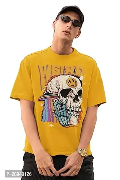 Stylish Yellow Cotton Printed T-Shirt For Men