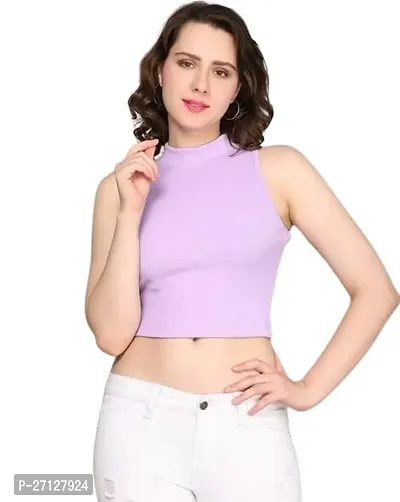 Classic Polyester Solid Crop Tops for Women