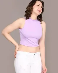 Classic Polyester Solid Crop Tops for Women-thumb3