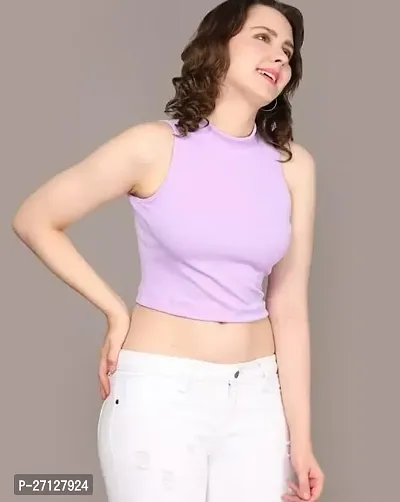 Classic Polyester Solid Crop Tops for Women-thumb4