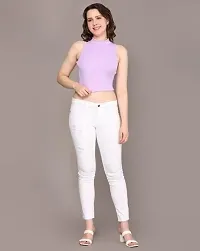 Classic Polyester Solid Crop Tops for Women-thumb2