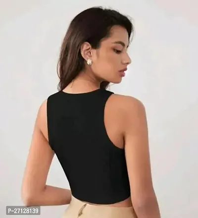 Classic Polyester Solid Crop Tops for Women-thumb3