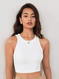 Classic Polyester Solid Crop Tops for Women-thumb2