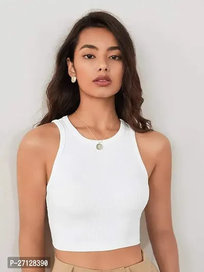 Classic Polyester Solid Crop Tops for Women-thumb3