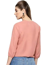 Casual Festival Designer Neck and 3/4 Sleeves with Button Solid Top-thumb1