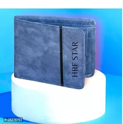 Stylish Artificial Leather Blue Solid Wallet For Men-thumb0