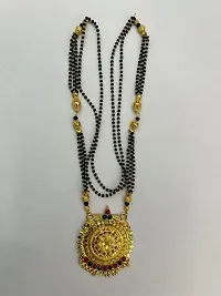 GATRADMA GOLD COVERING Traditional One Gram Gold Glorious Hand Meena 30 inch Long Mangalsutra/Tanmaniya/nallapusalu/Black Beads Mangalsutr For Women Gold long chain-thumb1